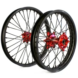 Holeshot, Complete Wheel Set, REAR FRONT, 18/21", BLACK MAT RED