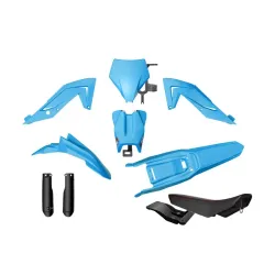 Rtech, Plastic Kit, Revolution incl seat, BLACK BLUE CYAN